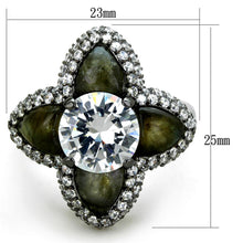 Load image into Gallery viewer, LOS836 - Ruthenium 925 Sterling Silver Ring with AAA Grade CZ  in Clear