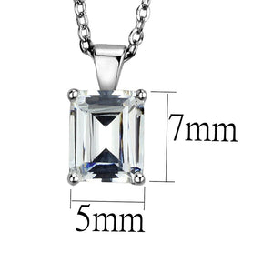 LOS896 - Rhodium 925 Sterling Silver Chain Pendant with AAA Grade CZ  in Clear