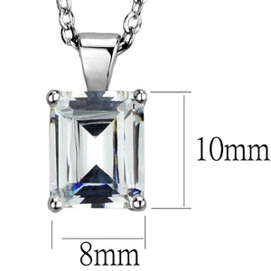 LOS898 - Rhodium 925 Sterling Silver Chain Pendant with AAA Grade CZ  in Clear