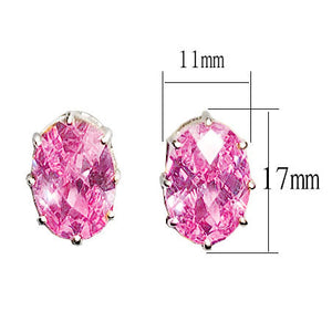 LOAS1369 - Sterling Silver Earrings with AAA Grade CZ in Pink