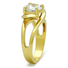 Load image into Gallery viewer, TK066G - IP Gold(Ion Plating) Stainless Steel Ring with AAA Grade CZ  in Clear