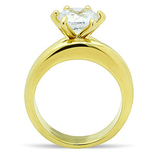 Load image into Gallery viewer, TK097G - IP Gold(Ion Plating) Stainless Steel Ring with AAA Grade CZ  in Clear
