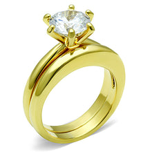 Load image into Gallery viewer, TK097G - IP Gold(Ion Plating) Stainless Steel Ring with AAA Grade CZ  in Clear