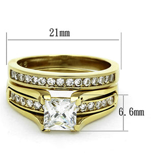 TK0W384 - IP Gold(Ion Plating) Stainless Steel Ring with AAA Grade CZ  in Clear