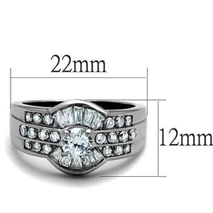 TK10528 - High polished (no plating) Stainless Steel Ring with AAA Grade CZ  in Clear