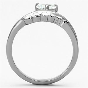 TK1080 - High polished (no plating) Stainless Steel Ring with AAA Grade CZ  in Clear