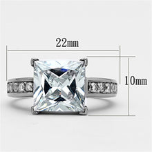 Load image into Gallery viewer, TK1081 - High polished (no plating) Stainless Steel Ring with AAA Grade CZ  in Clear