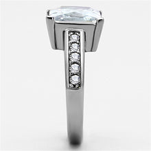 Load image into Gallery viewer, TK1081 - High polished (no plating) Stainless Steel Ring with AAA Grade CZ  in Clear