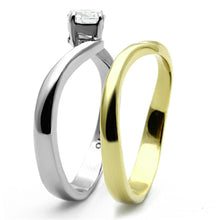 Load image into Gallery viewer, TK1092 - Two-Tone IP Gold (Ion Plating) Stainless Steel Ring with AAA Grade CZ  in Clear