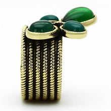 Load image into Gallery viewer, TK1104 - IP Gold(Ion Plating) Stainless Steel Ring with Synthetic Synthetic Glass in Emerald