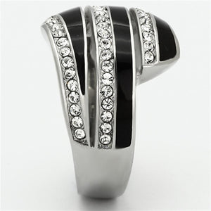 TK1134 - High polished (no plating) Stainless Steel Ring with Top Grade Crystal  in Clear