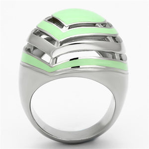TK1140 - High polished (no plating) Stainless Steel Ring with Epoxy  in Emerald