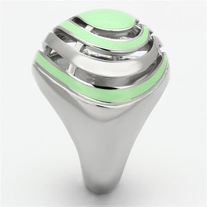 TK1140 - High polished (no plating) Stainless Steel Ring with Epoxy  in Emerald