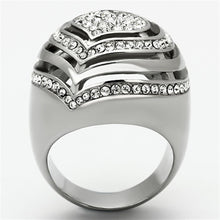 Load image into Gallery viewer, TK1141 - High polished (no plating) Stainless Steel Ring with Top Grade Crystal  in Clear