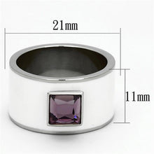 Load image into Gallery viewer, TK1142 - High polished (no plating) Stainless Steel Ring with Synthetic Synthetic Glass in Amethyst