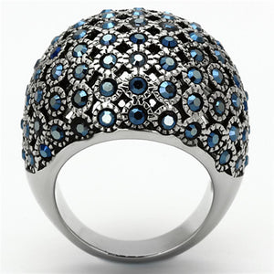 TK1143 - High polished (no plating) Stainless Steel Ring with Top Grade Crystal  in Aquamarine AB