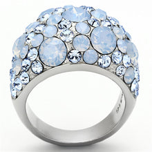 Load image into Gallery viewer, TK1147 - High polished (no plating) Stainless Steel Ring with Top Grade Crystal  in Sea Blue