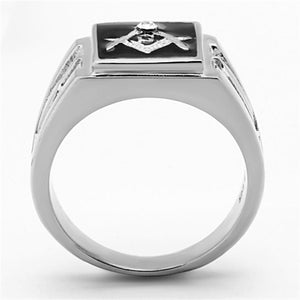 TK1158 - High polished (no plating) Stainless Steel Ring with Top Grade Crystal  in Clear