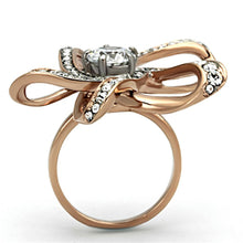 Load image into Gallery viewer, TK1170 - Two-Tone IP Rose Gold Stainless Steel Ring with AAA Grade CZ  in Clear