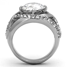 Load image into Gallery viewer, TK1176 - High polished (no plating) Stainless Steel Ring with AAA Grade CZ  in Clear