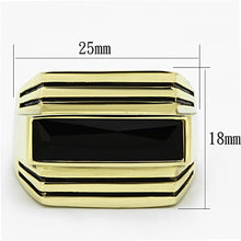 Load image into Gallery viewer, TK1188 - IP Gold(Ion Plating) Stainless Steel Ring with Synthetic Synthetic Glass in Jet