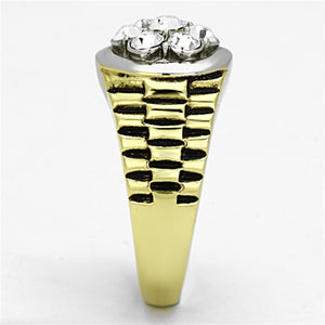 TK1191 - Two-Tone IP Gold (Ion Plating) Stainless Steel Ring with Top Grade Crystal  in Clear