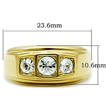 Load image into Gallery viewer, TK119G - IP Gold(Ion Plating) Stainless Steel Ring with Top Grade Crystal  in Clear