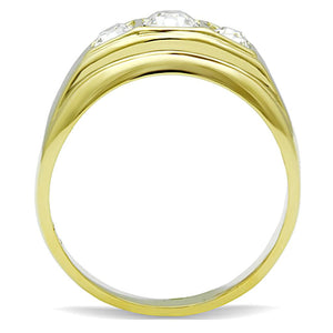 TK119G - IP Gold(Ion Plating) Stainless Steel Ring with Top Grade Crystal  in Clear
