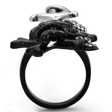 Load image into Gallery viewer, TK1204 - Two-Tone IP Black Stainless Steel Ring with Top Grade Crystal  in Black Diamond