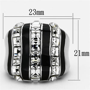 TK1213 - High polished (no plating) Stainless Steel Ring with Top Grade Crystal  in Clear