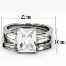 Load image into Gallery viewer, TK1229 - High polished (no plating) Stainless Steel Ring with AAA Grade CZ  in Clear