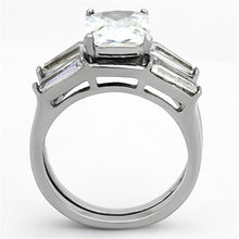 Load image into Gallery viewer, TK1229 - High polished (no plating) Stainless Steel Ring with AAA Grade CZ  in Clear