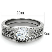 Load image into Gallery viewer, TK1231 - High polished (no plating) Stainless Steel Ring with AAA Grade CZ  in Clear