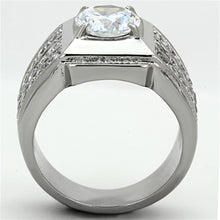 Load image into Gallery viewer, TK1233 - High polished (no plating) Stainless Steel Ring with AAA Grade CZ  in Clear