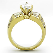 Load image into Gallery viewer, TK1235 - IP Gold(Ion Plating) Stainless Steel Ring with AAA Grade CZ  in Clear