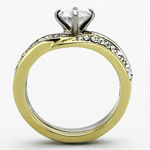 Load image into Gallery viewer, TK1280 - Two-Tone IP Gold (Ion Plating) Stainless Steel Ring with AAA Grade CZ  in Clear