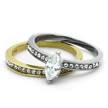Load image into Gallery viewer, TK1282 - Two-Tone IP Gold (Ion Plating) Stainless Steel Ring with AAA Grade CZ  in Clear