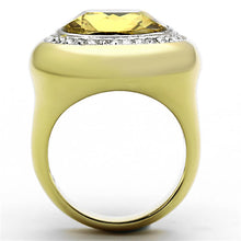 Load image into Gallery viewer, TK1285 - Two-Tone IP Gold (Ion Plating) Stainless Steel Ring with Synthetic Synthetic Glass in Topaz