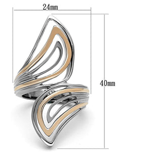 TK1292 - Two-Tone IP Rose Gold Stainless Steel Ring with No Stone