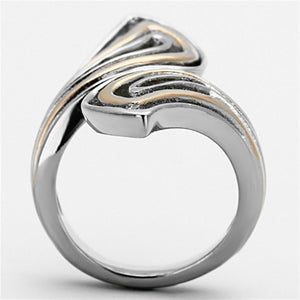 TK1292 - Two-Tone IP Rose Gold Stainless Steel Ring with No Stone