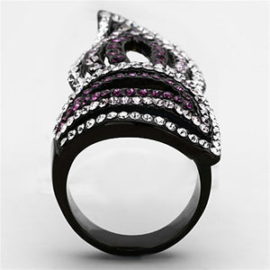 TK1293 - IP Black(Ion Plating) Stainless Steel Ring with Top Grade Crystal  in Multi Color