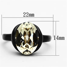 Load image into Gallery viewer, TK1298 - IP Black(Ion Plating) Stainless Steel Ring with Top Grade Crystal  in Light Smoked