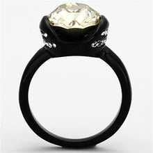 Load image into Gallery viewer, TK1298 - IP Black(Ion Plating) Stainless Steel Ring with Top Grade Crystal  in Light Smoked