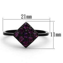 Load image into Gallery viewer, TK1301 - IP Black(Ion Plating) Stainless Steel Ring with Top Grade Crystal  in Amethyst
