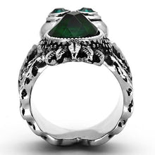 Load image into Gallery viewer, TK1312 - High polished (no plating) Stainless Steel Ring with Synthetic Synthetic Glass in Emerald