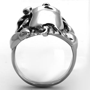 TK1315 - High polished (no plating) Stainless Steel Ring with Epoxy  in Jet