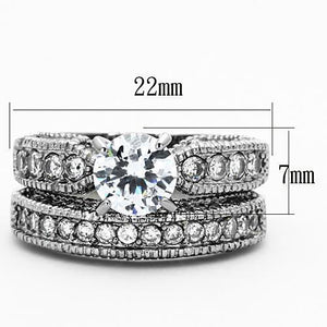 TK1318 - High polished (no plating) Stainless Steel Ring with AAA Grade CZ  in Clear