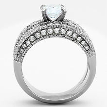 Load image into Gallery viewer, TK1318 - High polished (no plating) Stainless Steel Ring with AAA Grade CZ  in Clear
