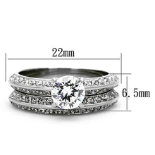 Load image into Gallery viewer, TK1320 - High polished (no plating) Stainless Steel Ring with AAA Grade CZ  in Clear