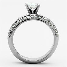 Load image into Gallery viewer, TK1320 - High polished (no plating) Stainless Steel Ring with AAA Grade CZ  in Clear